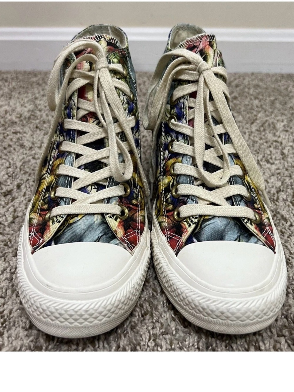 Converse CTAS Lux Mid Hidden Wedge Egret Multicolor Floral Sneakers Size 7